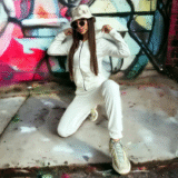 Женский спортивный велюровый костюм белого цвета