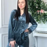 Пижама синяя с кружевом