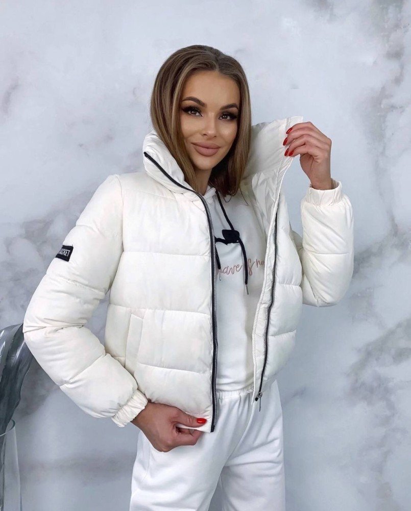 Женская стильная куртка белого цвета - Зображення 2