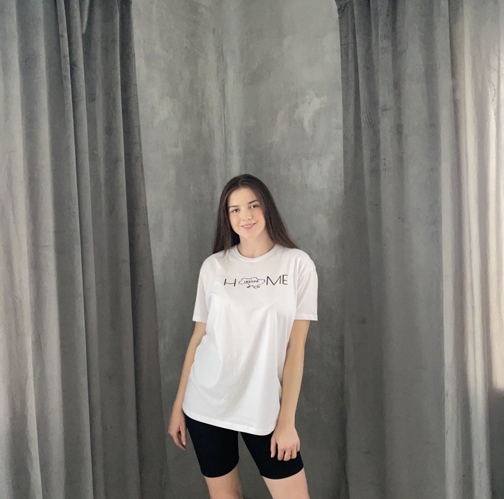 Футболка біла з принтом HOME