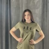 Футболка унісекс хакі з принтом Герб Колос