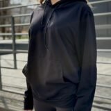 Жіночий демісезонний базовий худі чорний (двонитка)