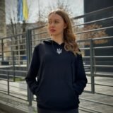 Жіночий демісезонний худі з Гербом чорний (двонитка)