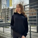 Жіночий демісезонний худі з Картою України чорний (двонитка)