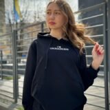 Жіночий демісезонний худі I'm Ukrainian чорний (двонитка)