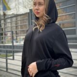 Жіночий демісезонний худі Freedom чорний (двонитка)