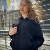 Жіночий демісезонний худі Вільна чорний (двонитка)
