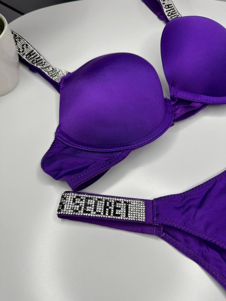 Комплект женский Victoria’s Secret Rhinestone Dark Violet - Зображення 3