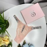 Женские трусы кружевные бразилиана Victoria's Secret розовые  wu085