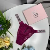 Женские трусы кружевные бразилиана Victoria's Secretтемно - фиолетовые    wu086