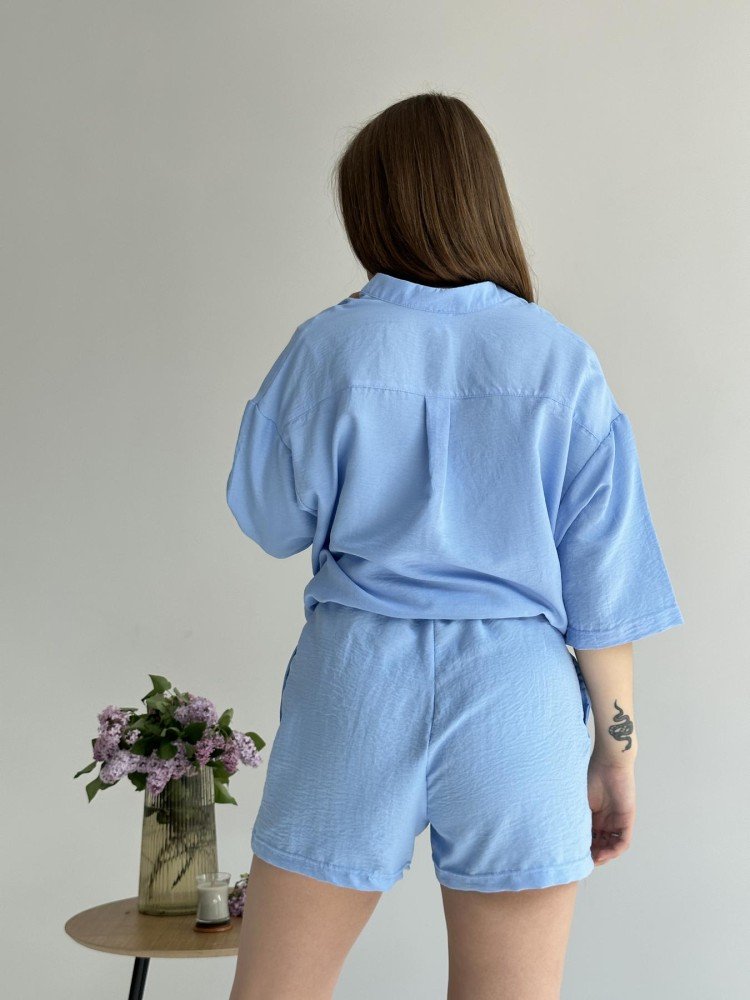 Костюм Sweet жіночий кардиган та шорти блакитні - Зображення 8