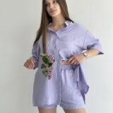 Костюм Sweet жіночий кардиган та шорти бузкові