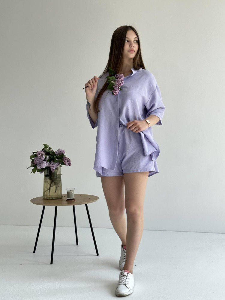 Костюм Sweet жіночий кардиган та шорти бузкові - Зображення 5