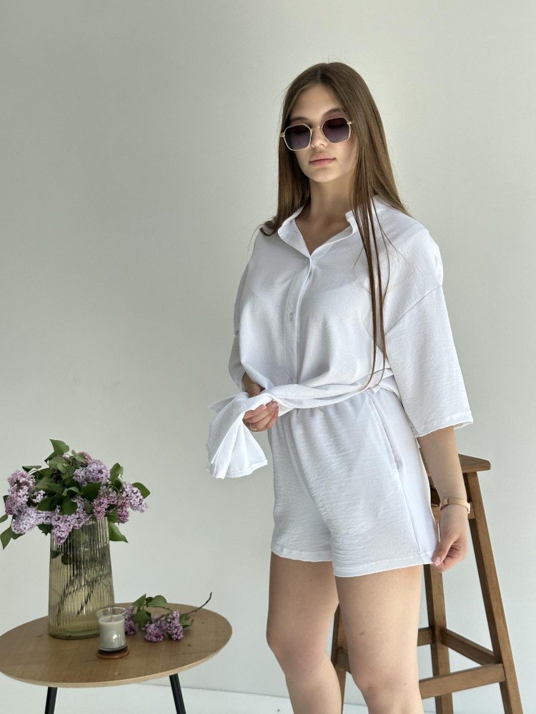 Костюм Sweet жіночий кардиган та шорти білі - Зображення 2