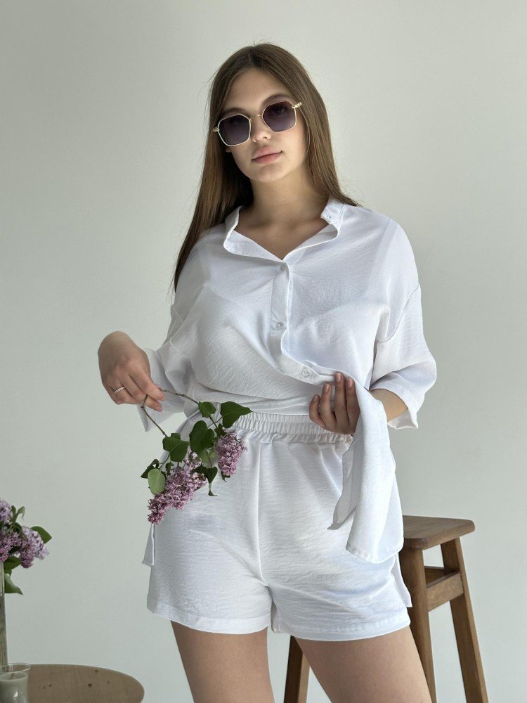 Костюм Sweet жіночий кардиган та шорти білі - Зображення 4