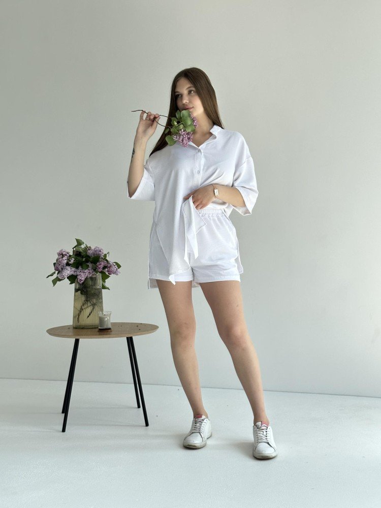 Костюм Sweet жіночий кардиган та шорти білі - Зображення 7