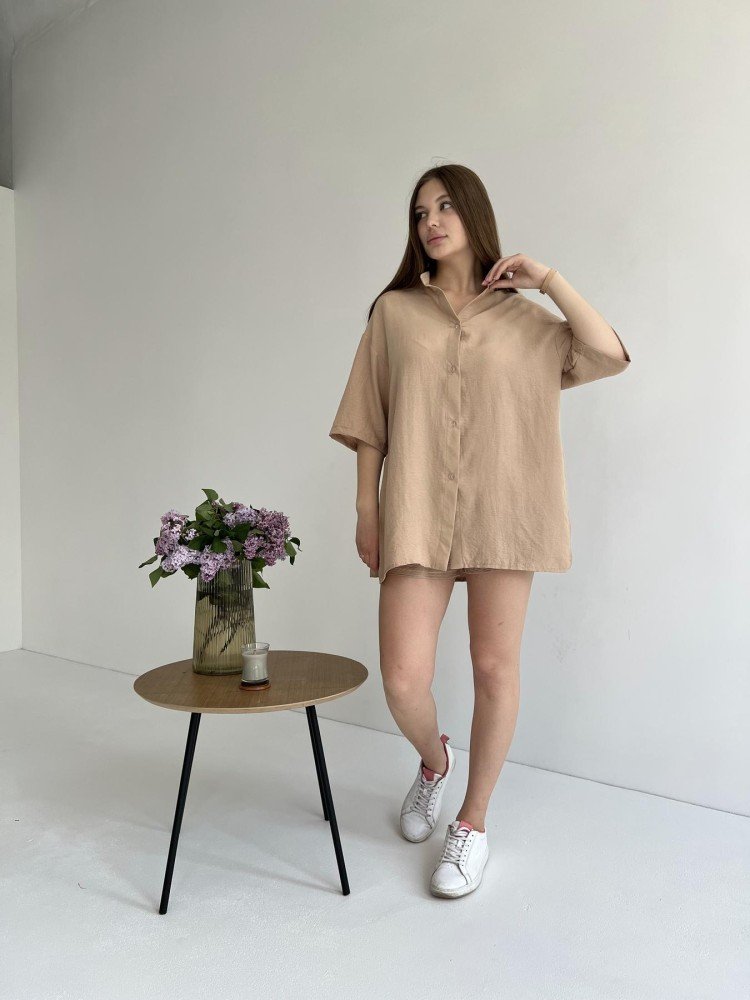 Костюм Sweet жіночий кардиган та шорти бежеві - Зображення 3