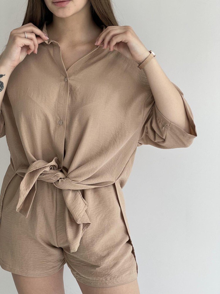 Костюм Sweet жіночий кардиган та шорти бежеві - Зображення 5