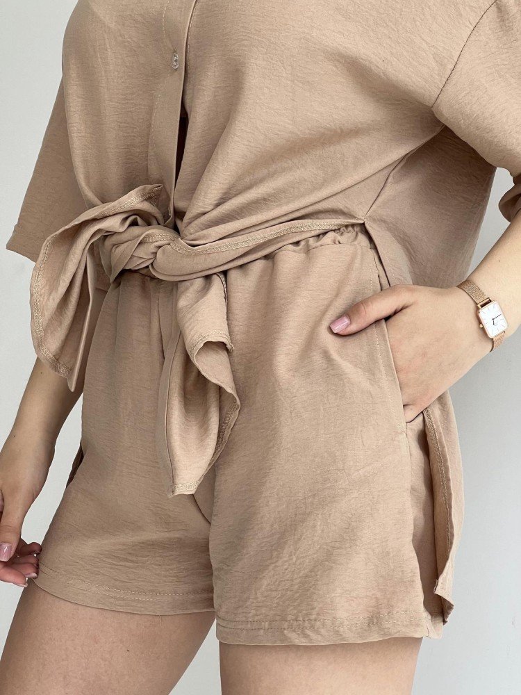 Костюм Sweet жіночий кардиган та шорти бежеві - Зображення 6