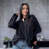 Женская стильная рубашка черного цвета