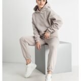 Спортивний костюм жіночий oversize з тринитки на флісі Yola бежевий