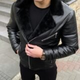 Зимова шкіряна куртка Black