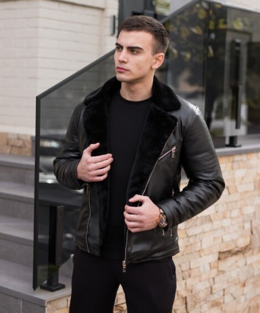 Зимова шкіряна куртка Black - Зображення 2