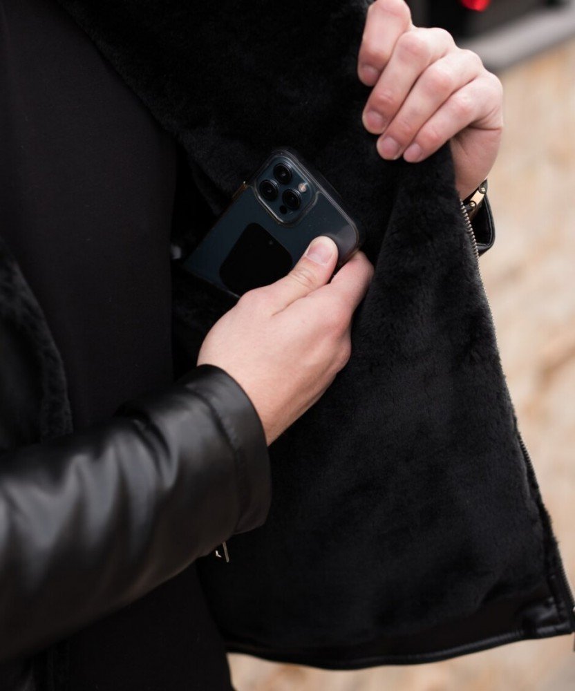 Зимова шкіряна куртка Black - Зображення 3