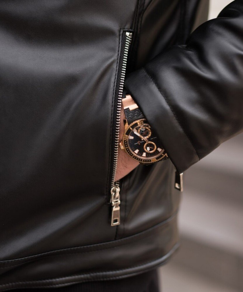 Зимова шкіряна куртка Black - Зображення 7