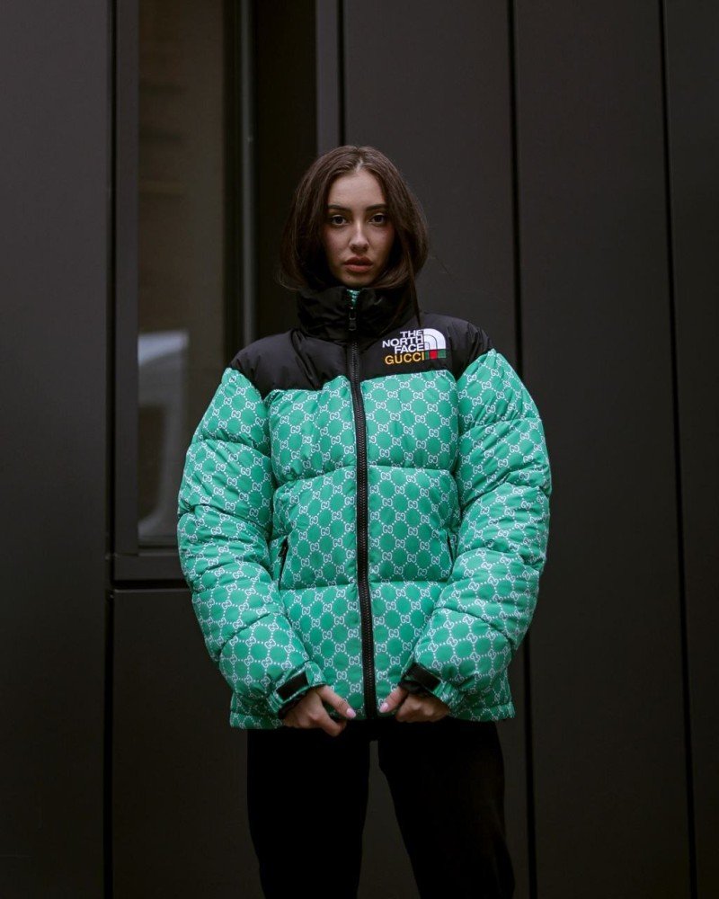 Куртка пухова TNF Gucci зелена жіноча - Зображення 2