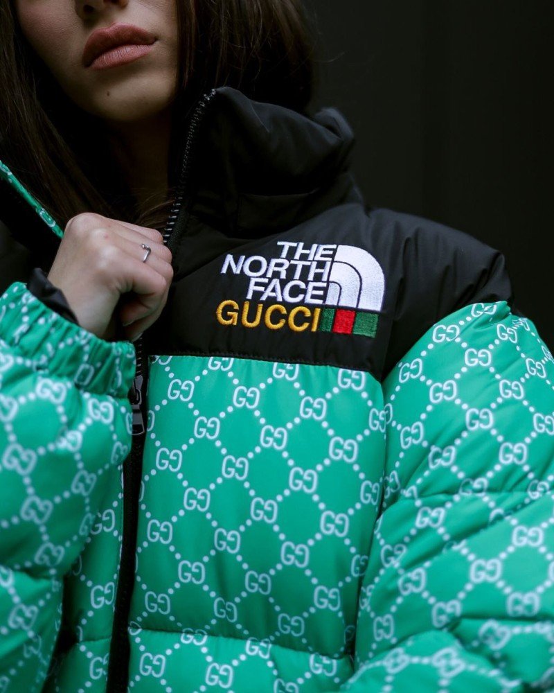 Куртка пухова TNF Gucci зелена жіноча - Зображення 3