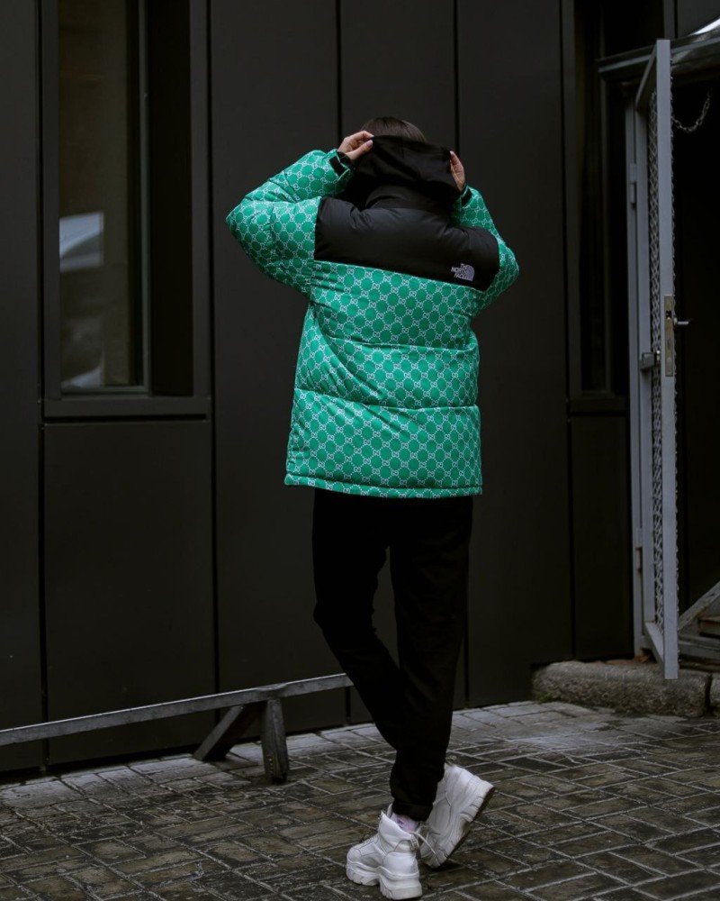 Куртка пухова TNF Gucci зелена жіноча - Зображення 4