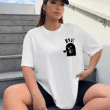 Жіноча футболка біла з мерчем | 61-024