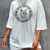 Жіноча футболка біла з мерчем | 61-032