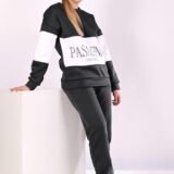 Костюм Pasadena утеплений тринитка на флісі темно-сірий з білими вставками