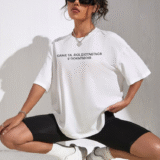 Жіноча футболка біла з мерчем | 61-034