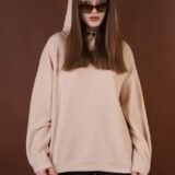 Худі оверсайз із флісу бежеве
