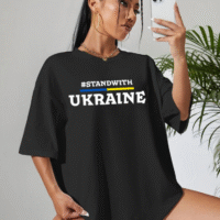 Жіноча футболка чорна з мерчем | 61-038