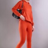 Костюм жіночий трикотажний  помаранчевий  з худі