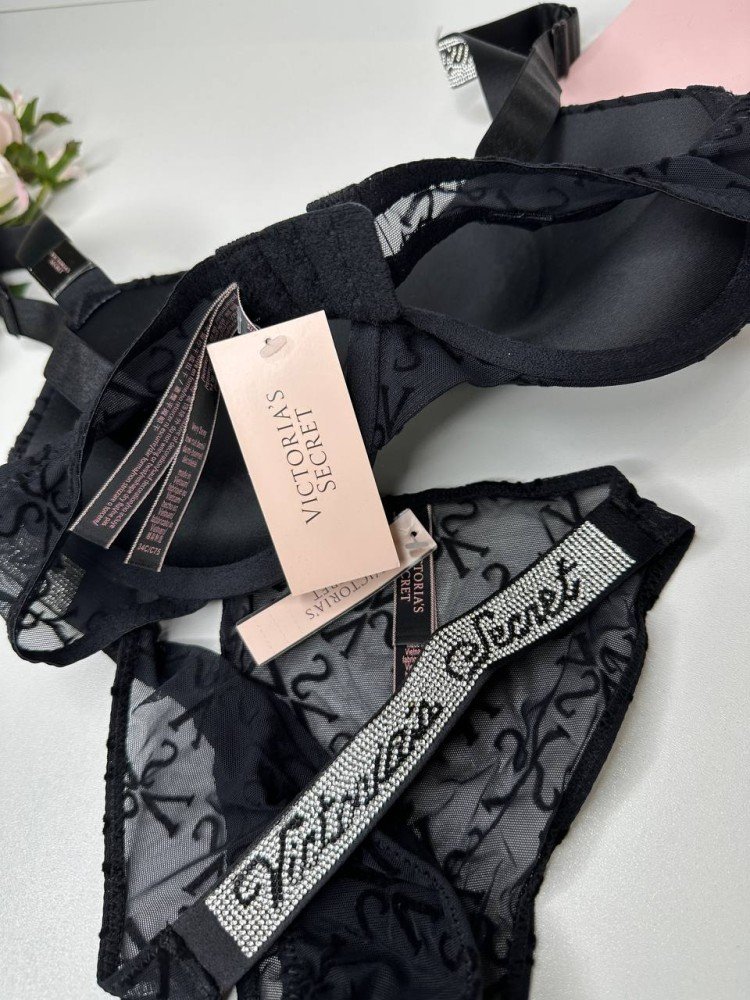 Комплект Victoria's Secret 18830 чорний з принтом VS kk053 - Зображення 3