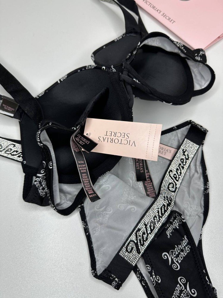 Комплект Victoria's Secret 18830 чорний з принтом VS kk053 - Зображення 4