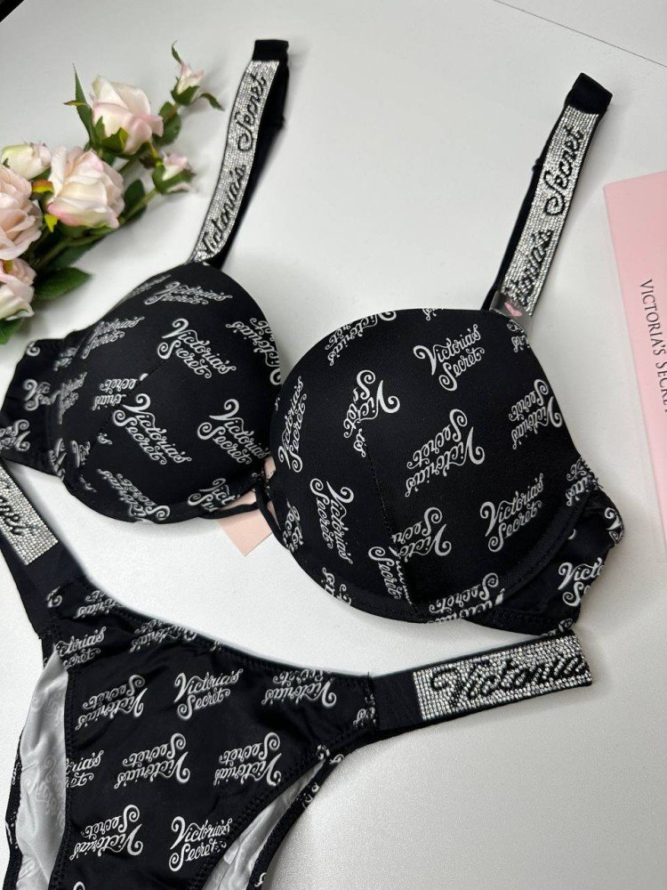 Комплект Victoria's Secret 18830 чорний з принтом VS kk053 - Зображення 5