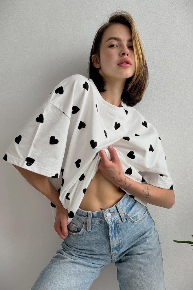 Жіноча оверсайз футболка black heart Without white - Зображення 2