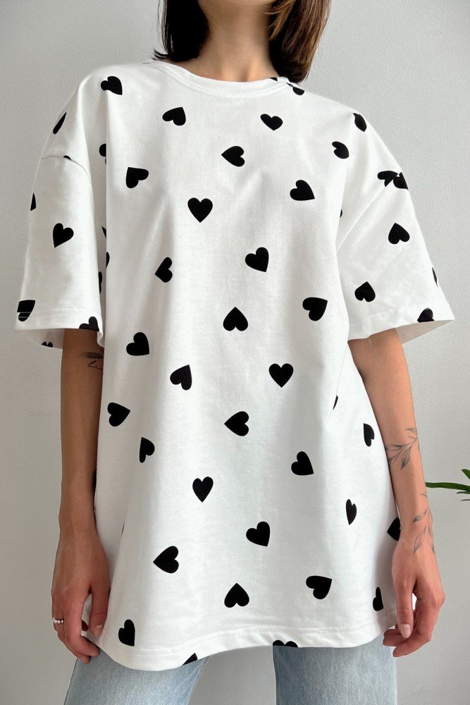 Жіноча оверсайз футболка black heart Without white - Зображення 3