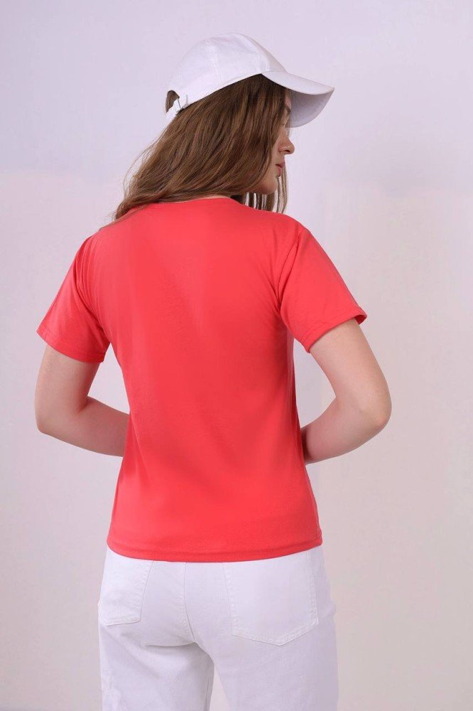 Футболка жіноча коралова - Зображення 2