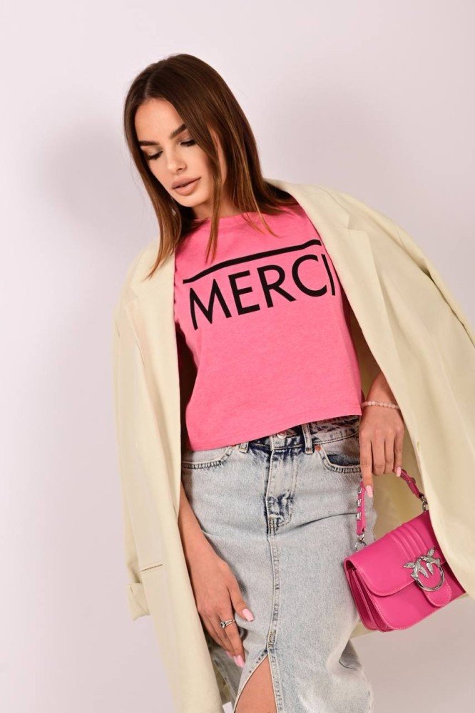 Кроп-топ жіночий рожевий - Зображення 2