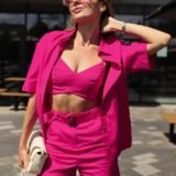 Комплект жіночий лляний Alessandra" малиновий (1252877758)"