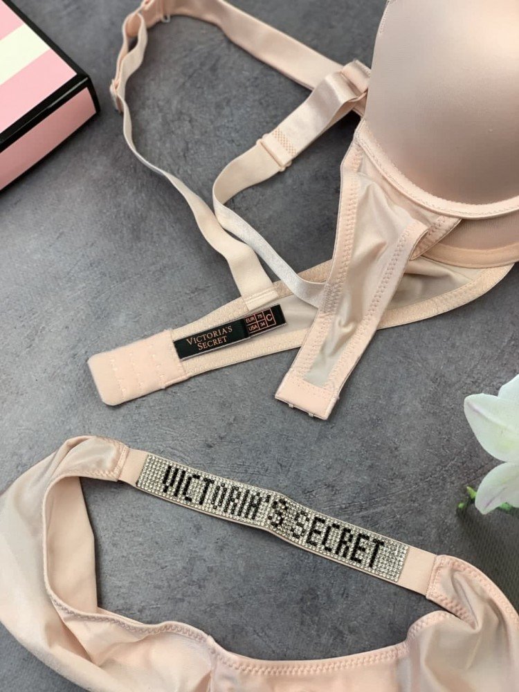 Комплект женский Victoria’s Secret Model Rhinestone двойка топ+трусики розовый kk002 - Зображення 3