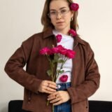 Замшевий бомбер Lava,коричневий