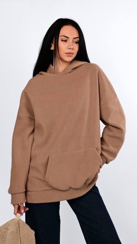 Худі Тедді батал (оверзайз) темно бежевий